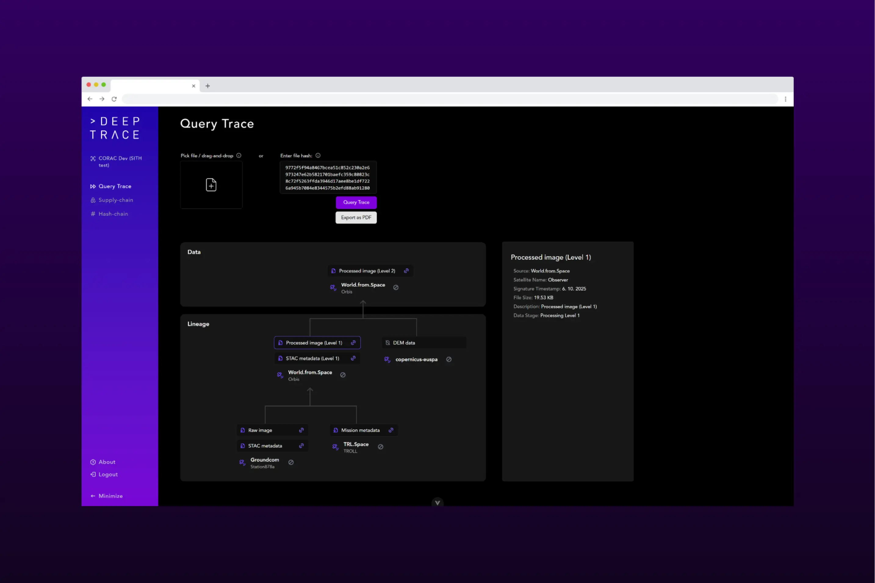 SITH GUI (DeepTrace)